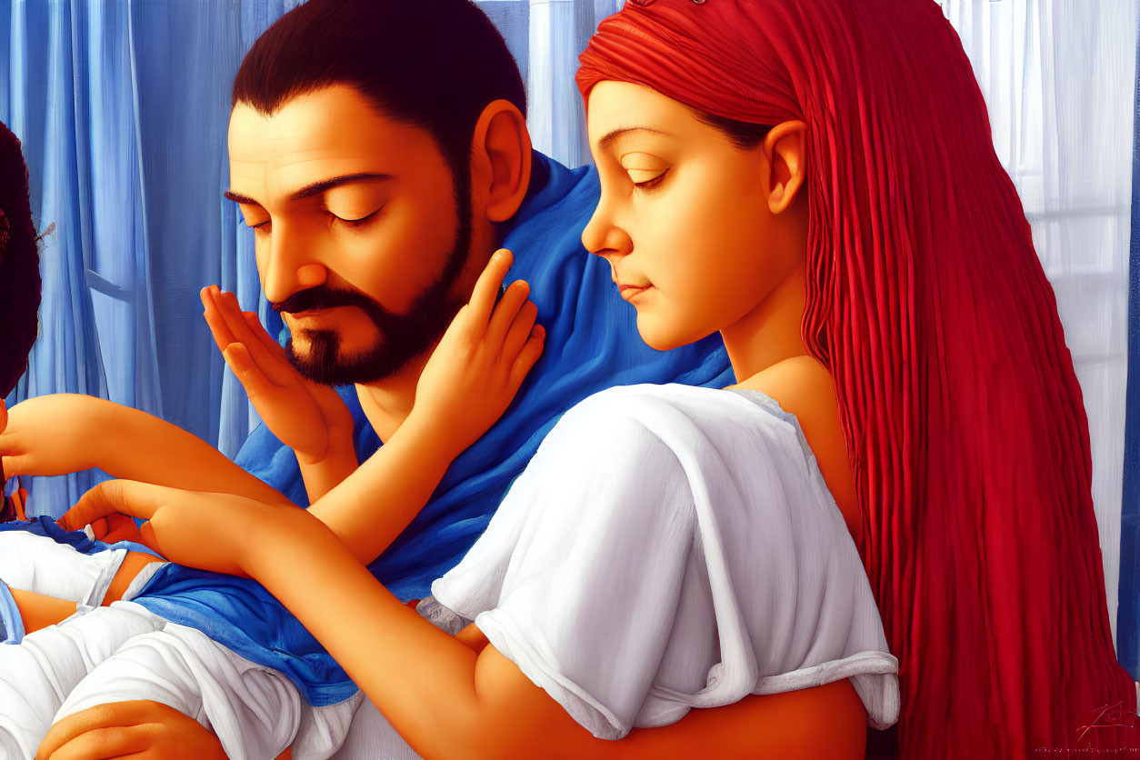 Artwork: Man with Beard and Woman with Red Hair in Classic Robes