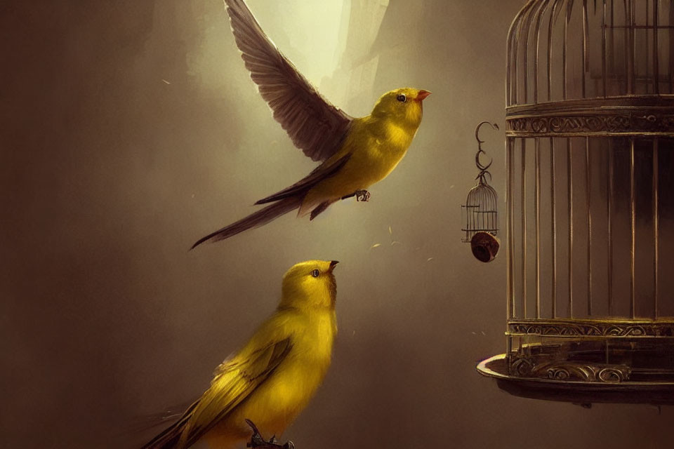 Two Birds Symbolizing Freedom in Moody Monochrome