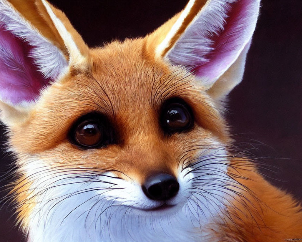 Detailed Red Fox Portrait with Textured Fur and Pointy Ears