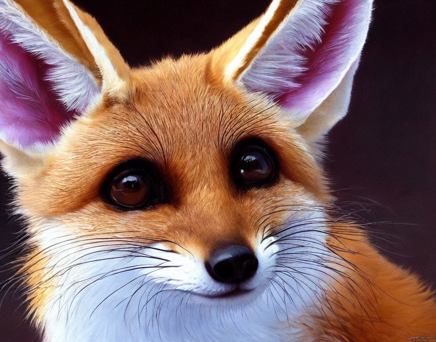 Detailed Red Fox Portrait with Textured Fur and Pointy Ears