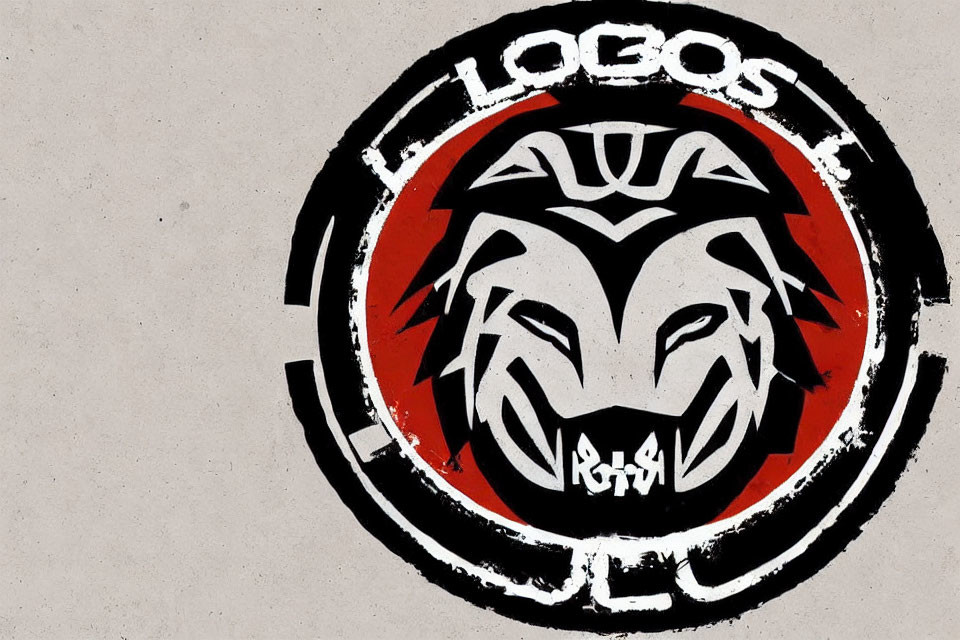 Stylized red and black wolf's head logo with "LOBOS" and "LUA B