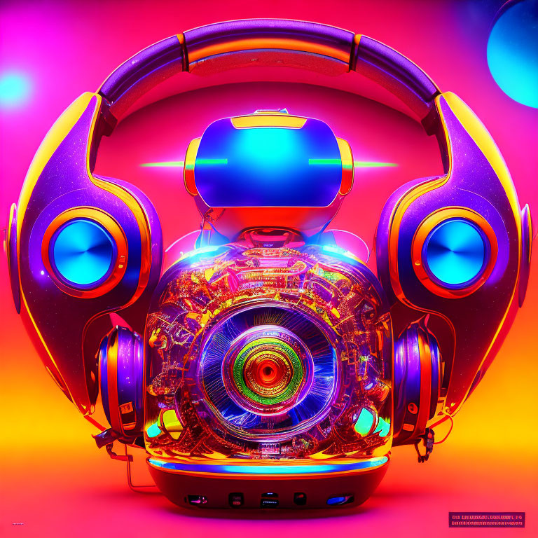 Colorful Stylized Robot Head Artwork with Neon Colors