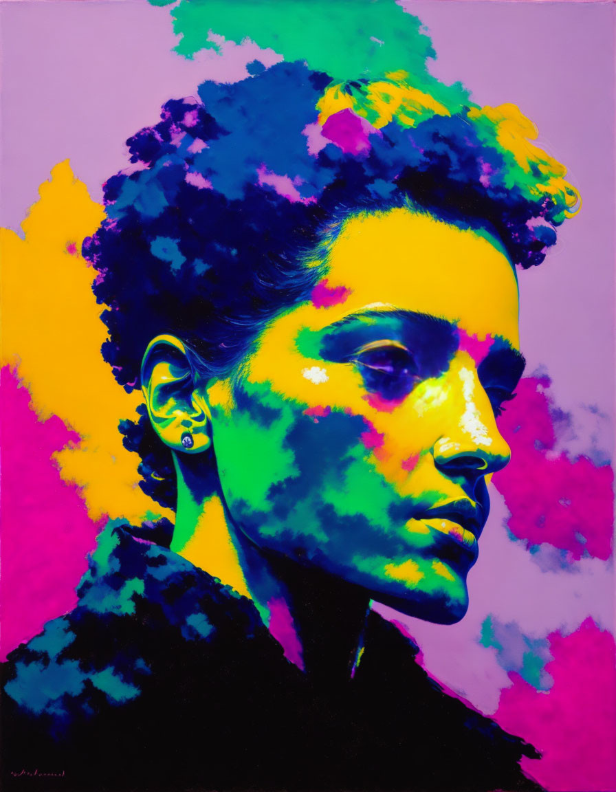 Colorful Afro Profile on Gradient Background