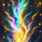 Colorful digital artwork: Fiery ribbon in cosmic space