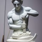 Detailed Marble Statue of Muscular Male Figure