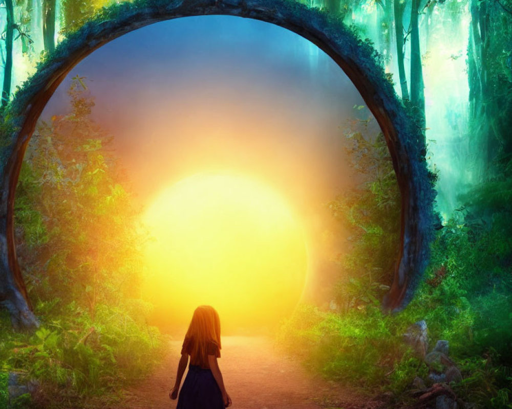 Girl in Enchanted Forest Portal Scene