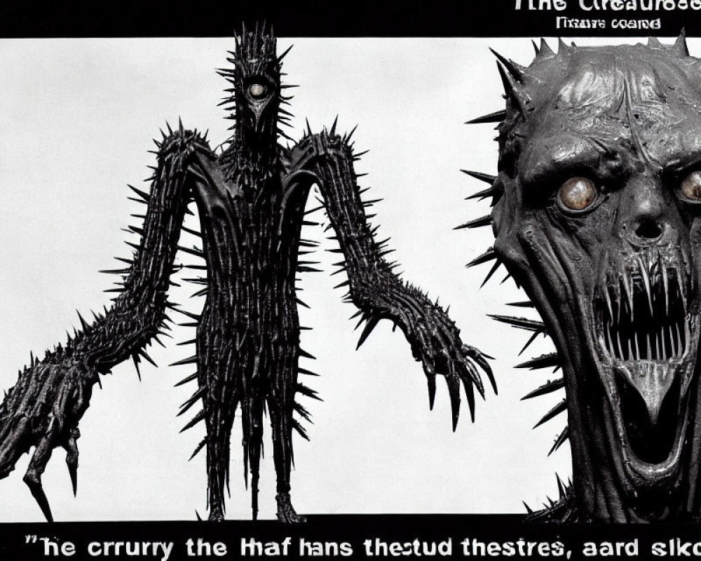 Spiky humanoid creature with monstrous face and glaring eyes