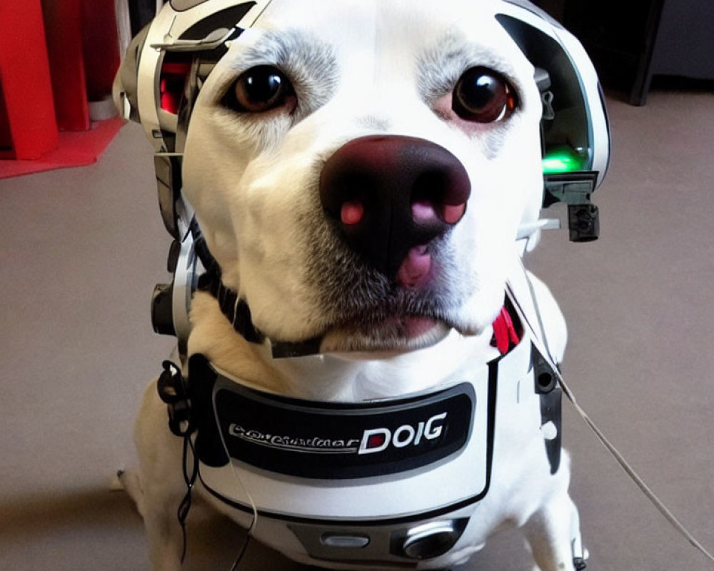 Specialized Helmet with Electronic Equipment for Dog Named "DOIG