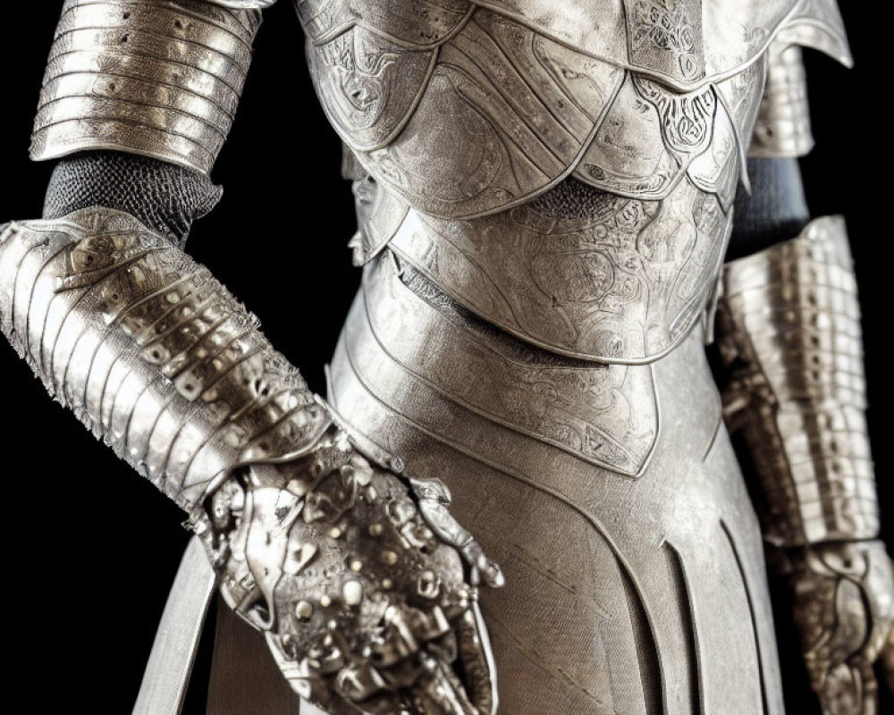 Detailed medieval armor showcasing ornate patterns and craftsmanship.