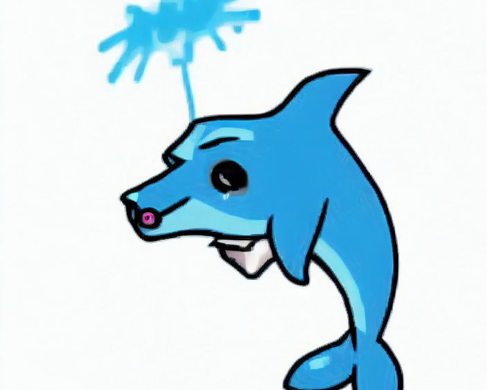 Blue shark cartoon with rosy cheeks holding sparkler