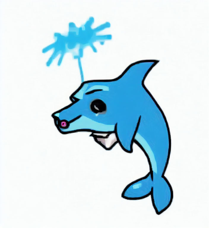 Blue shark cartoon with rosy cheeks holding sparkler