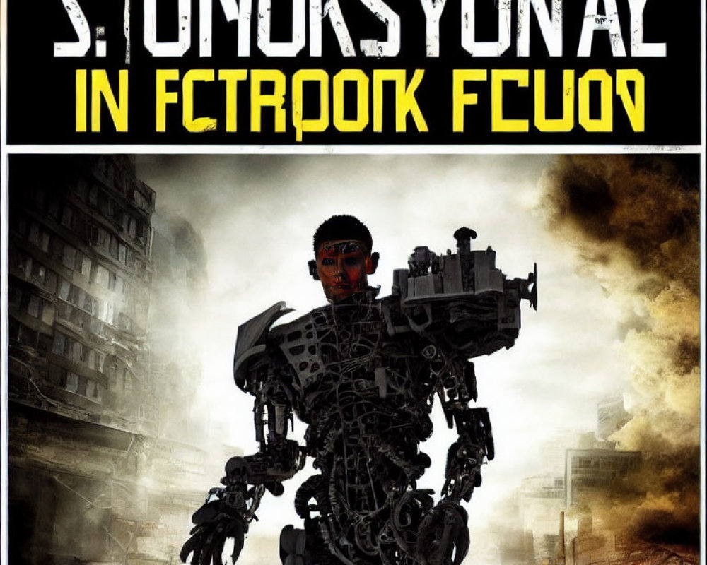 Intricate humanoid robot in dystopian setting with dramatic lighting