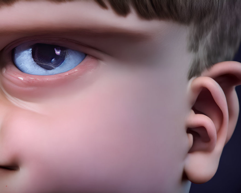 Detailed Close-Up of Child's Blue Eye on Dark Background