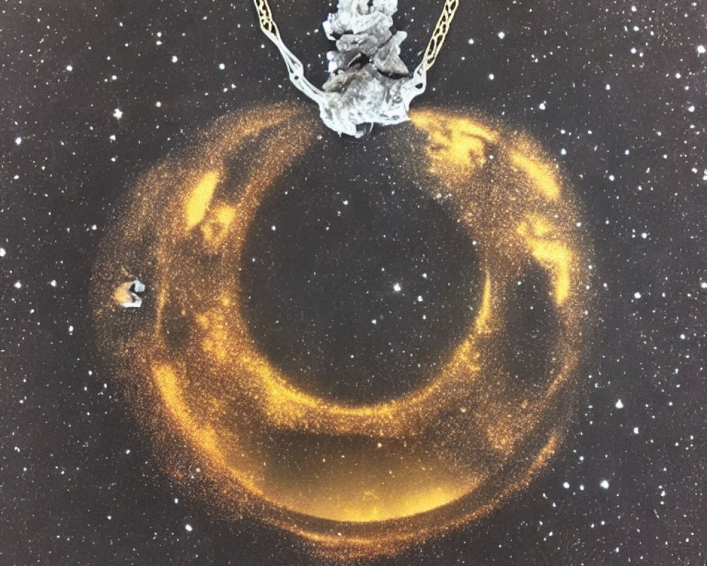 Rough Gemstone Pendant Necklace on Cosmic Space Background