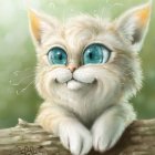 Whimsical digital illustration of fantastical cat in enchanted forest