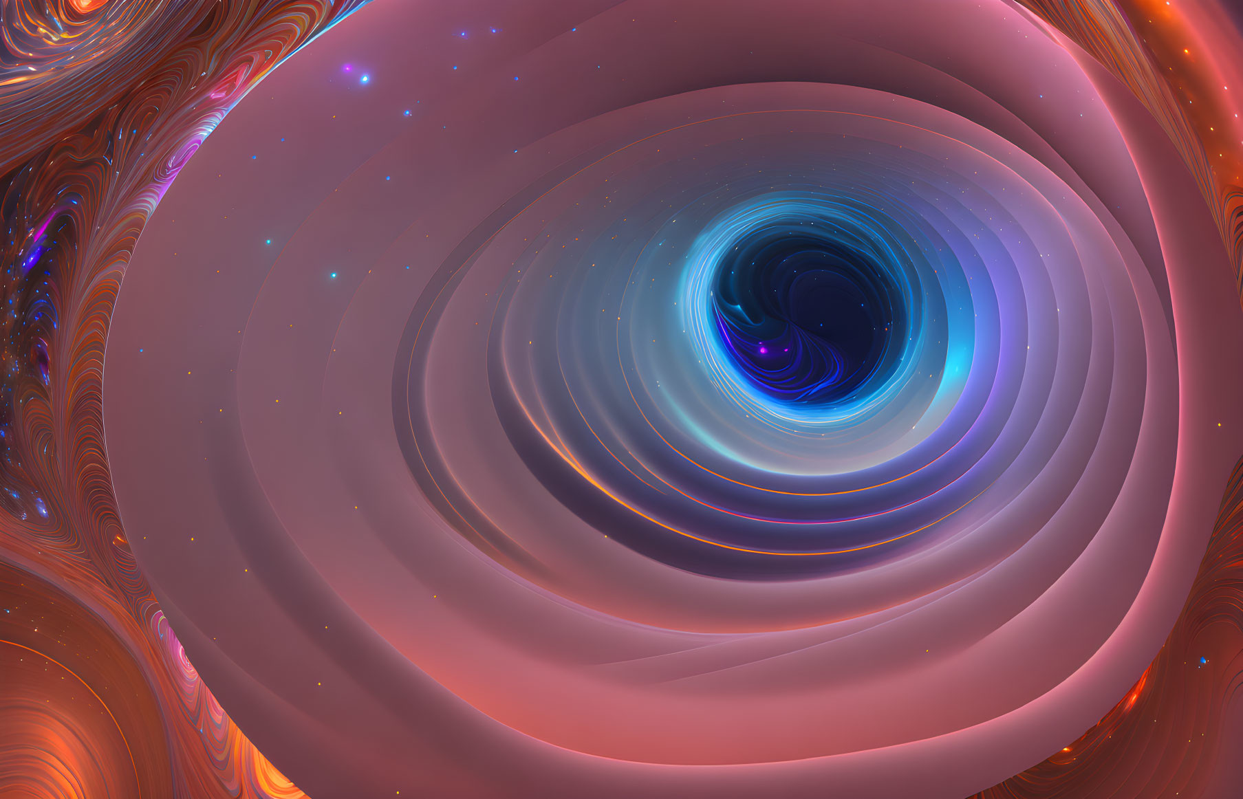 Colorful Swirling Fractal Resembling a Wormhole