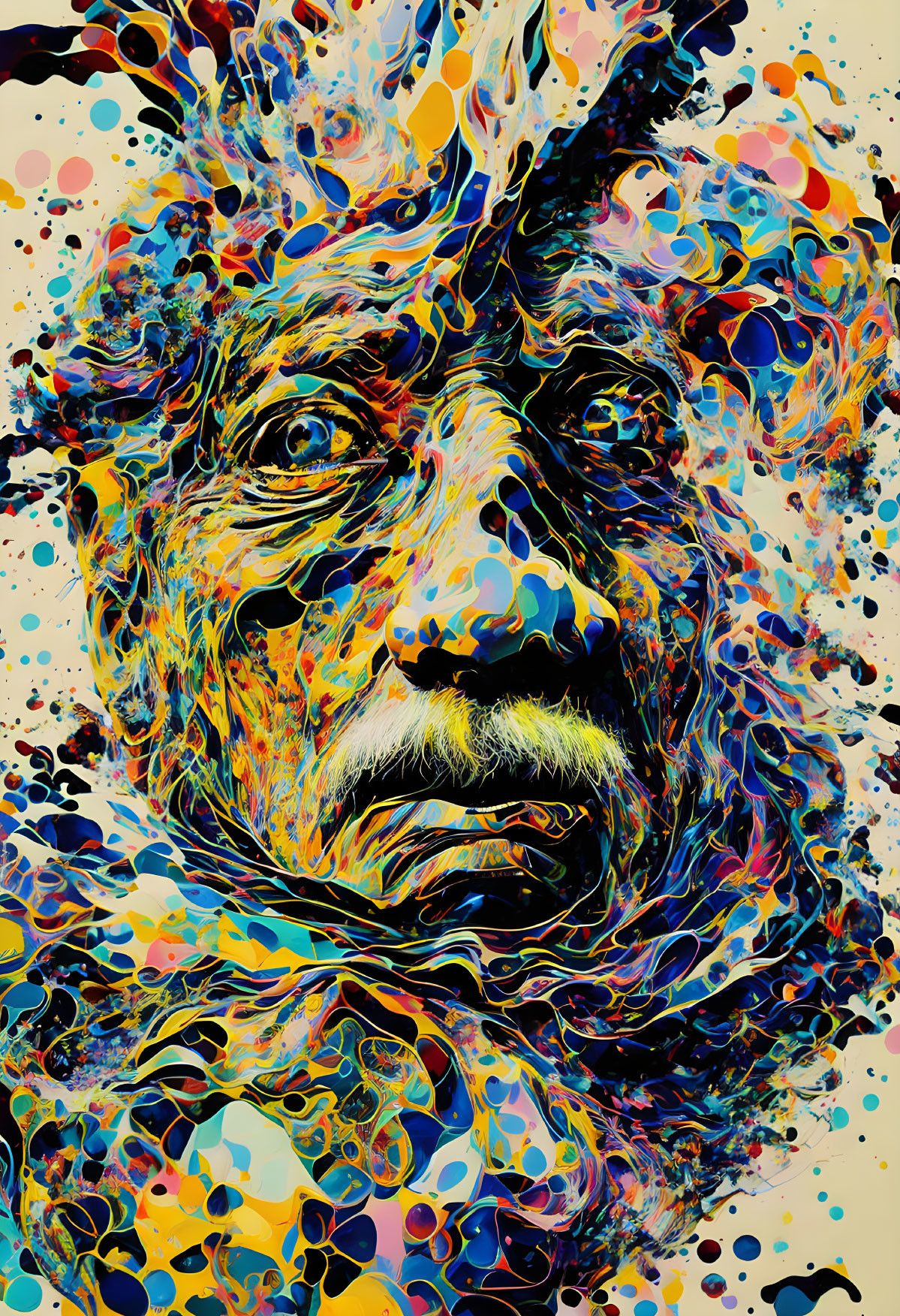 Colorful Abstract Portrait with Swirling Patterns and Vibrant Hues