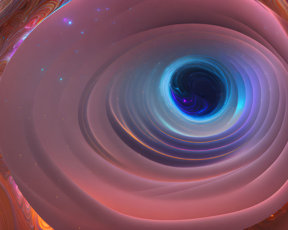 Colorful Swirling Fractal Resembling a Wormhole