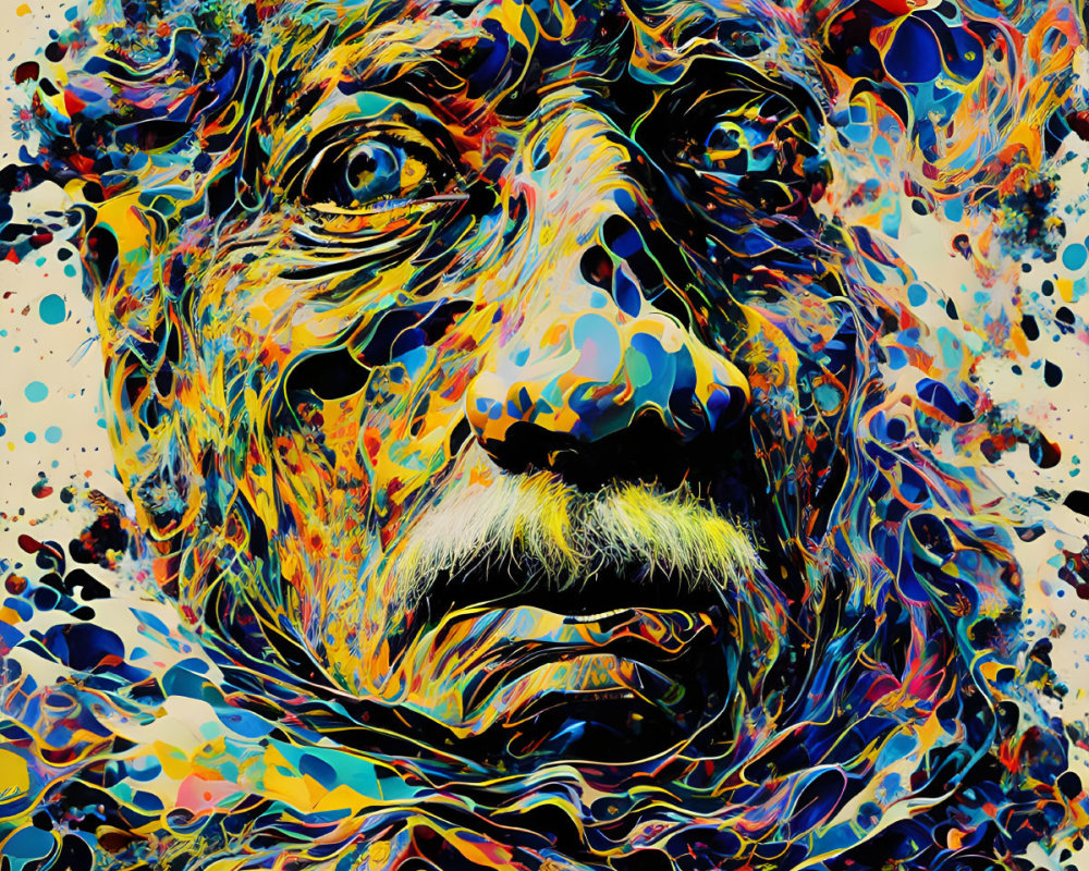 Colorful Abstract Portrait with Swirling Patterns and Vibrant Hues