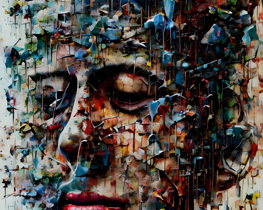 Colorful Abstract Portrait with Fragmented Features