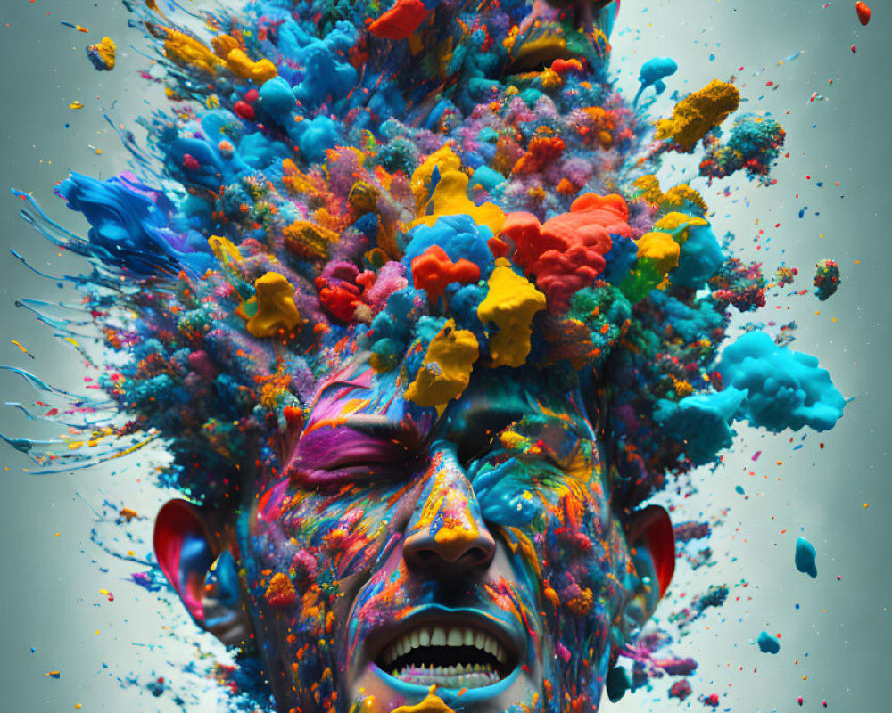 Colorful blend of faces in surreal artistic imagery