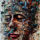 Colorful Abstract Portrait with Fragmented Features