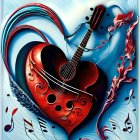 Vibrant Heart Art with Intricate Patterns on Blue Background