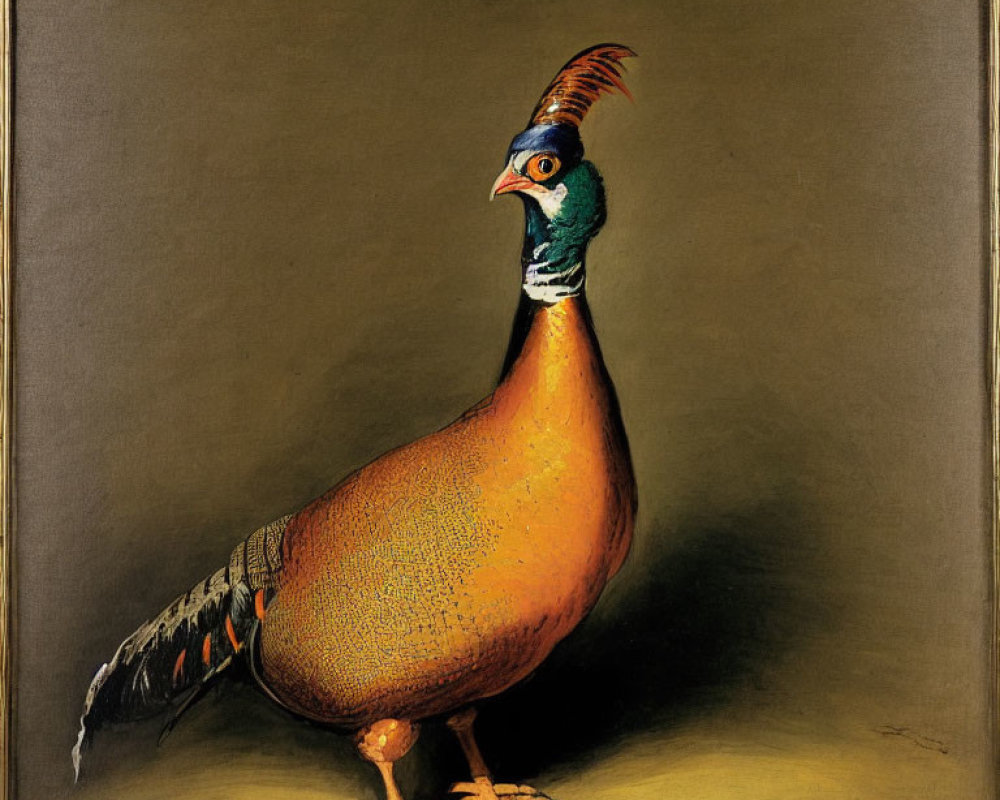 Colorful Pheasant Painting with Detailed Plumage