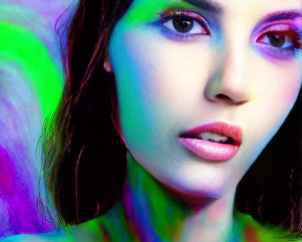 Colorful Lighting Effects Transform Woman's Portrait