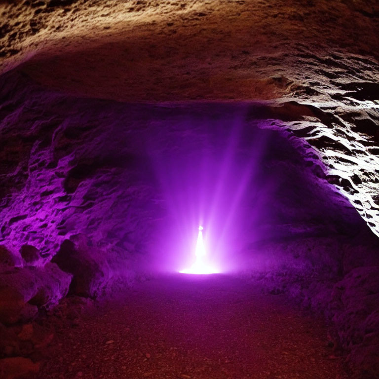 Vivid Purple Light in Mysterious Cave