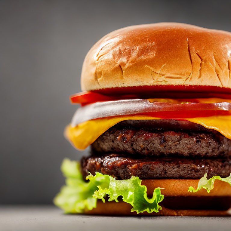 Classic Cheeseburger with Lettuce, Tomato, Cheese, and Beef Patty on Bun