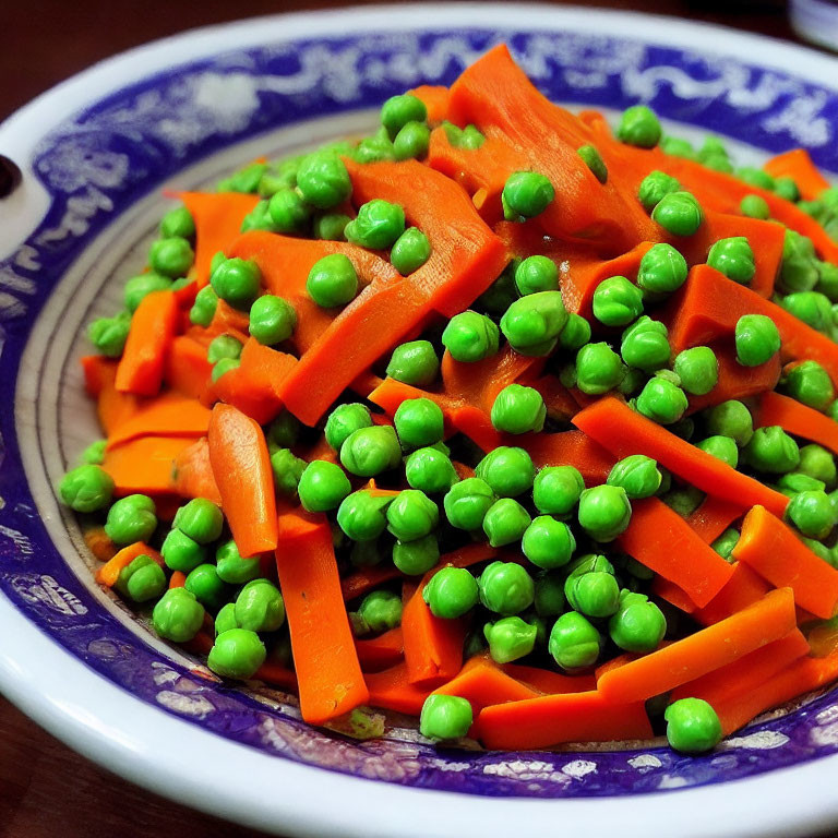 Colorful Carrot and Green Pea Plate for Healthy Side Dish