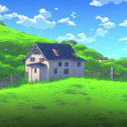 Tranquil Animated Landscape with Quaint House