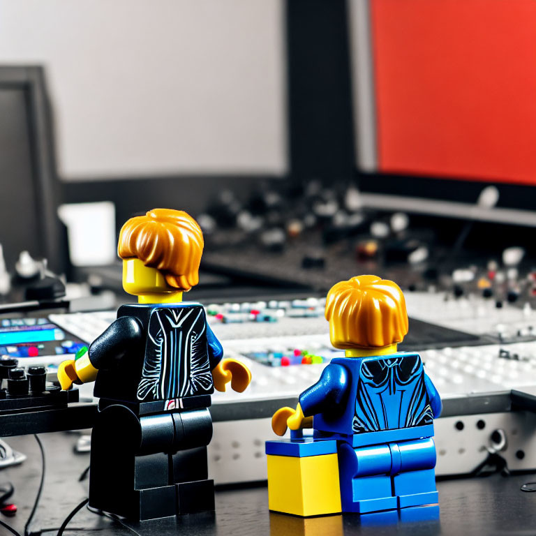 LEGO Minifigures with Sound Mixing Console and Computer Monitor