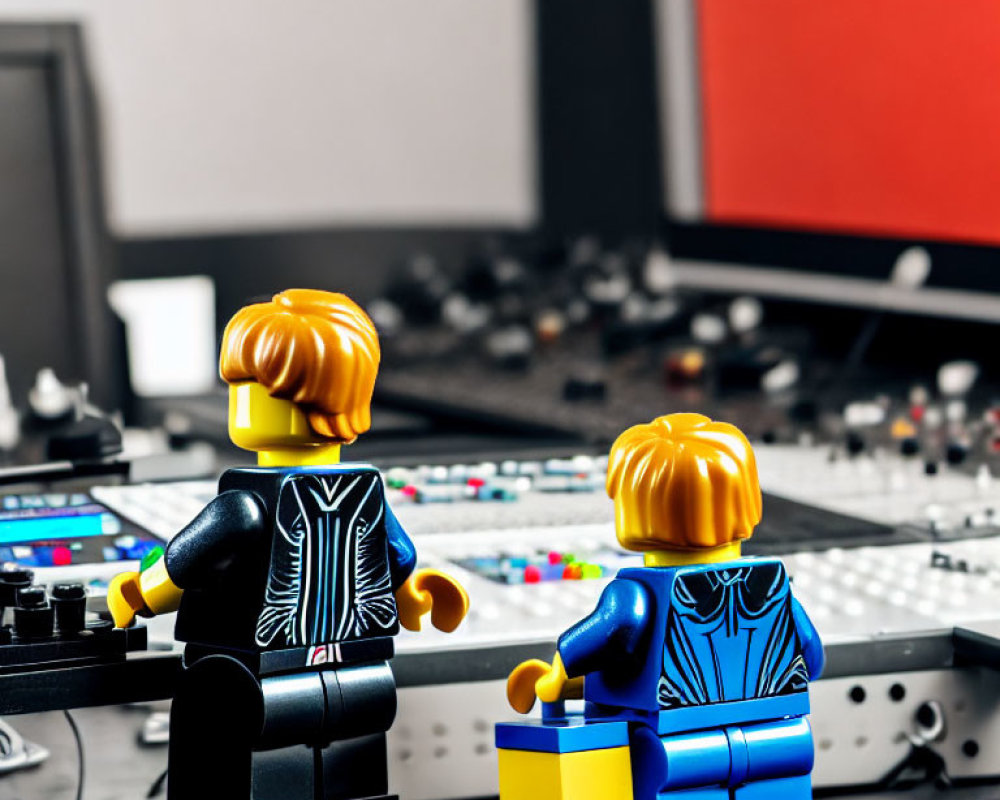 LEGO Minifigures with Sound Mixing Console and Computer Monitor