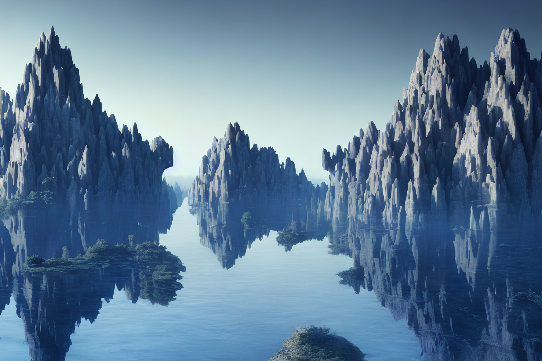 Tranquil Mountain Landscape with Reflective Waters