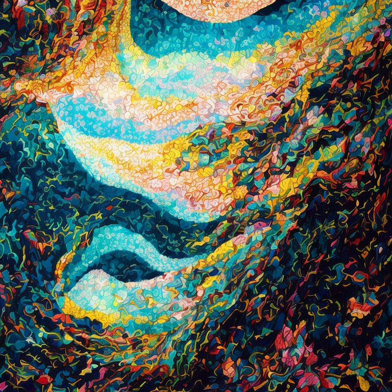 Colorful Abstract Swirling Pattern Resembling Waves