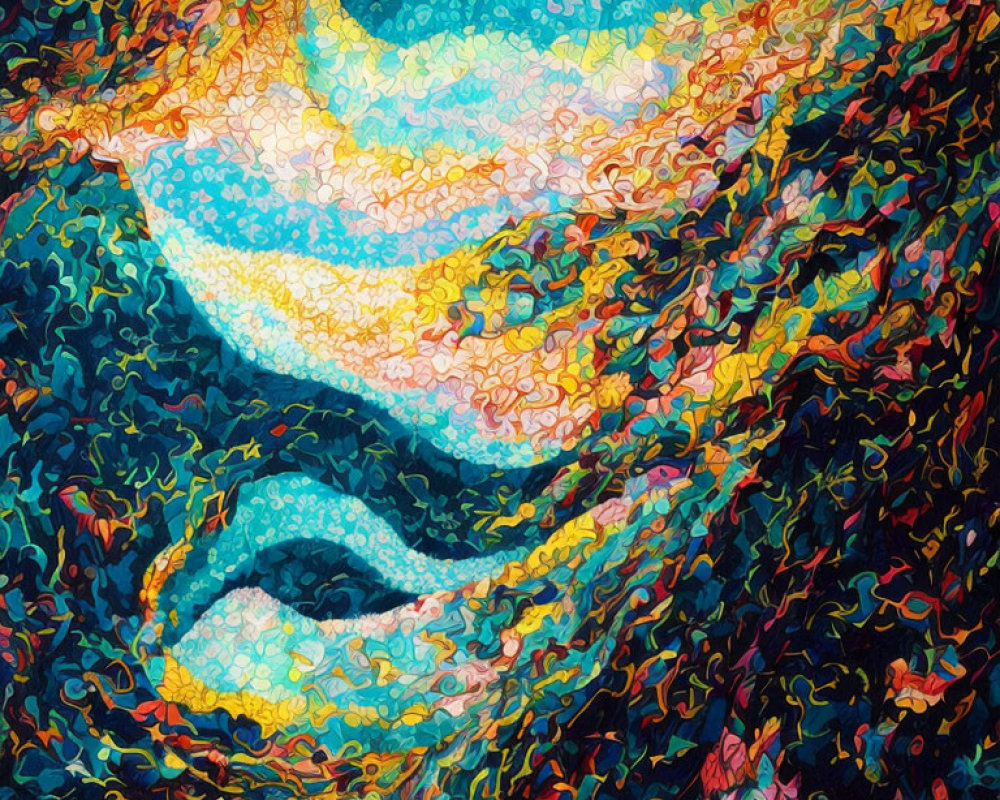 Colorful Abstract Swirling Pattern Resembling Waves