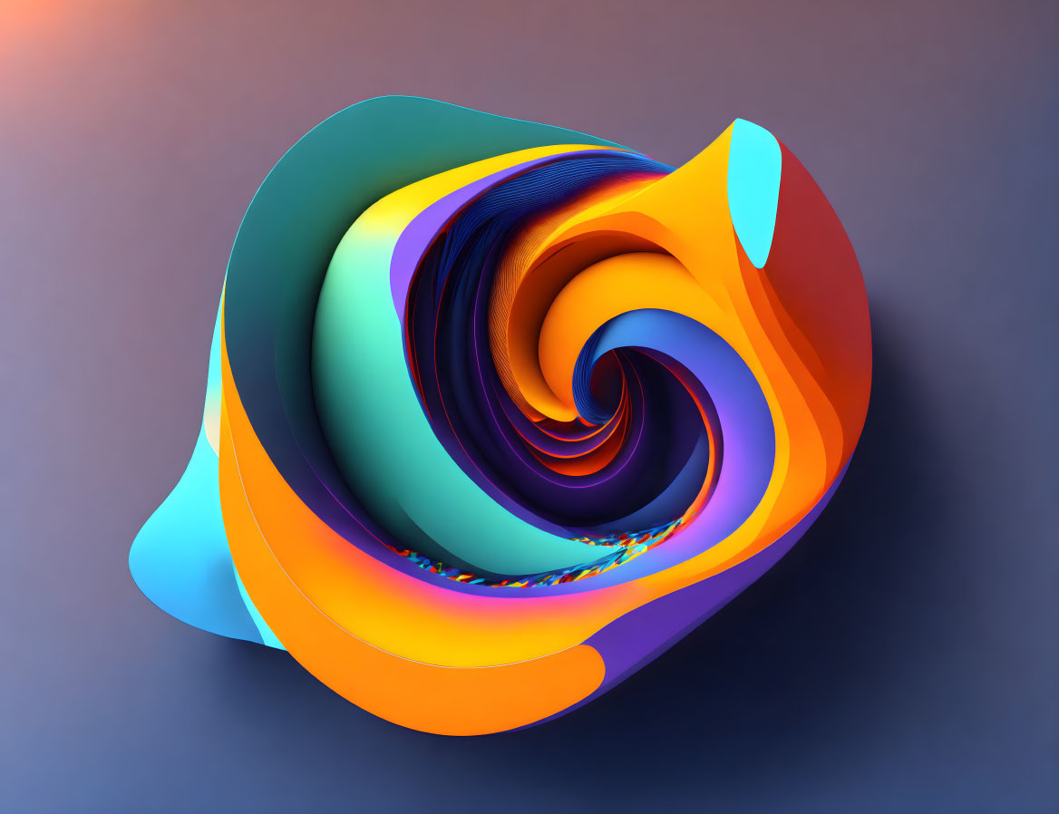 Colorful Abstract Digital Art with Swirling Shape and Gradient Background