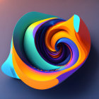 Colorful Abstract Digital Art with Swirling Shape and Gradient Background