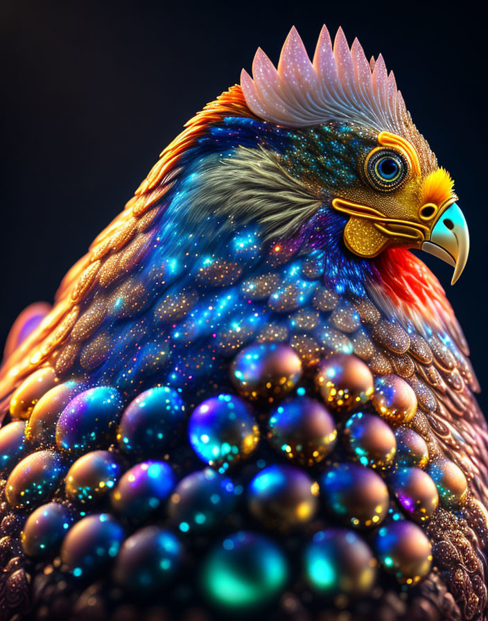 Colorful Rooster Artwork with Detailed Features