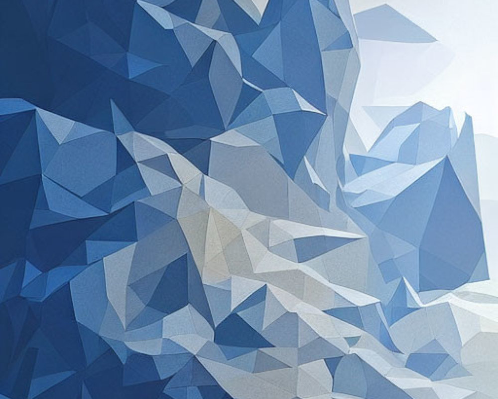 Blue geometric abstract background with ice-like polygons and subtle lines