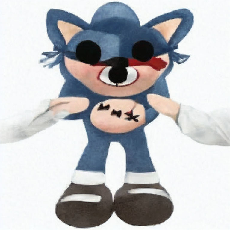 Blue Hedgehog Plush Toy with Eye Mask and Heart Design