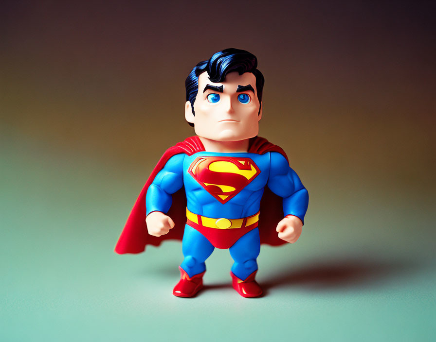 Stylized Superman Figure with Exaggerated Muscles and Red Cape