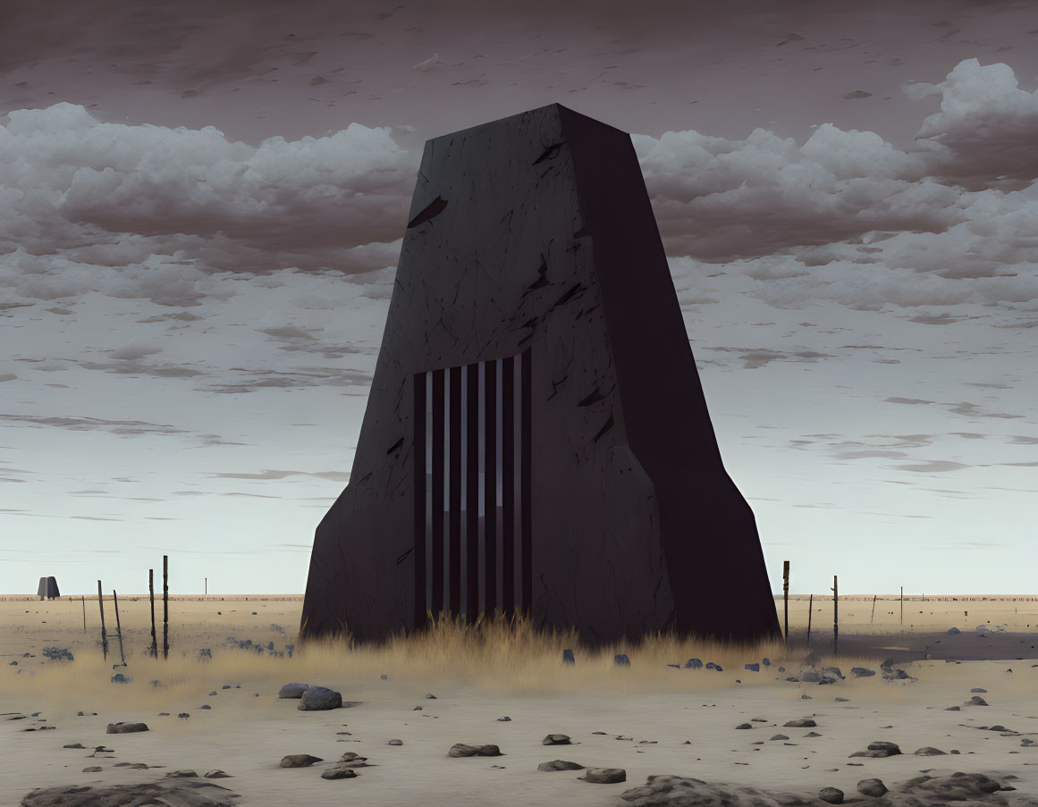 Monolithic Black Structure in Desolate Landscape