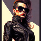 Stylized digital artwork of woman with mohawk hair and sunglasses