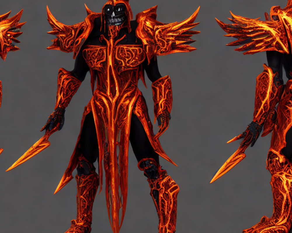 Person in Elaborate Fantasy-Style Armor with Glowing Orange Designs