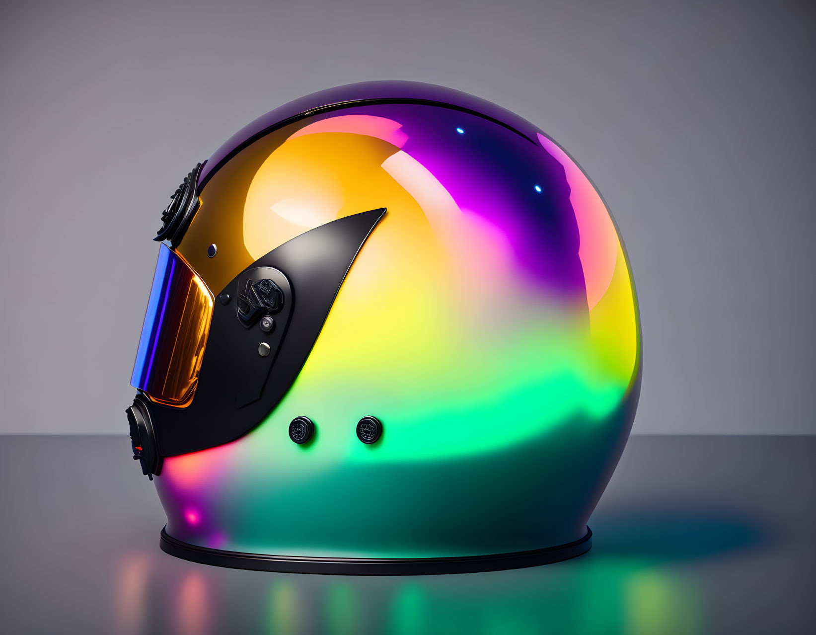 Colorful Rainbow Finish Motorcycle Helmet with Dark Visor