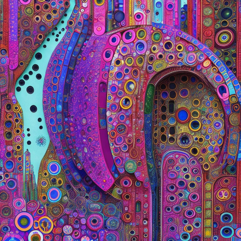 Colorful Abstract Artwork with Psychedelic Patterns and Swirls