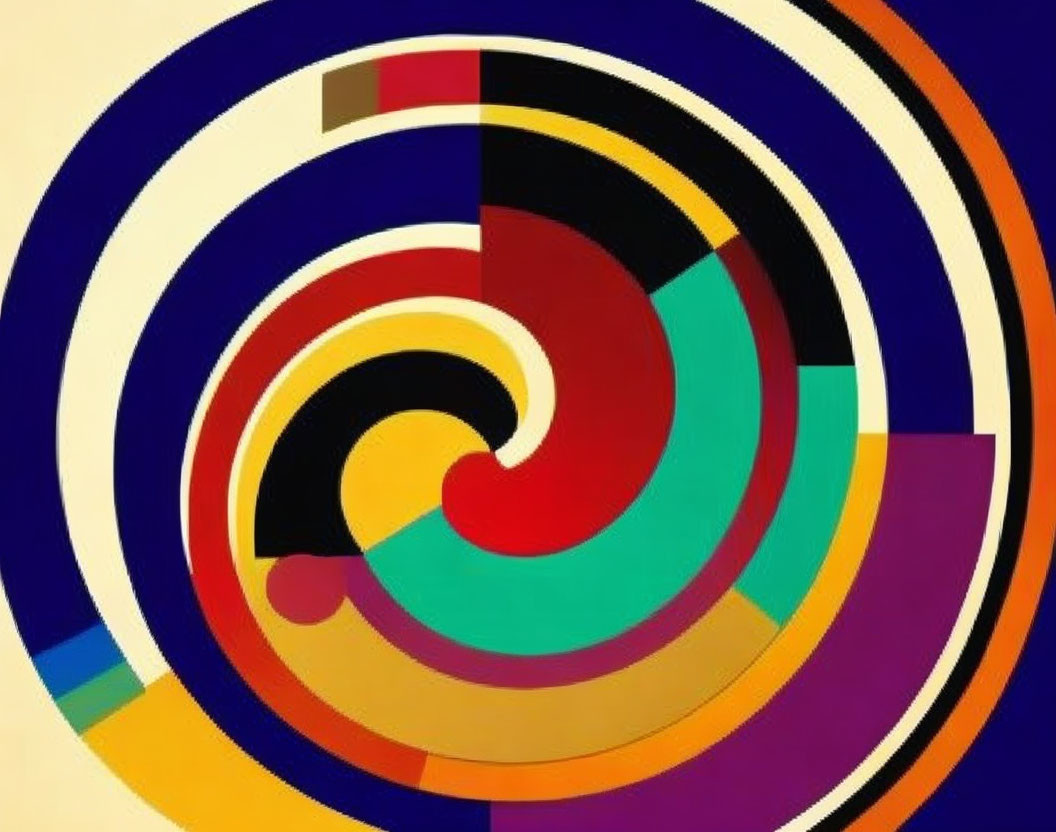 Colorful Concentric Circles and Spirals in Abstract Geometric Painting